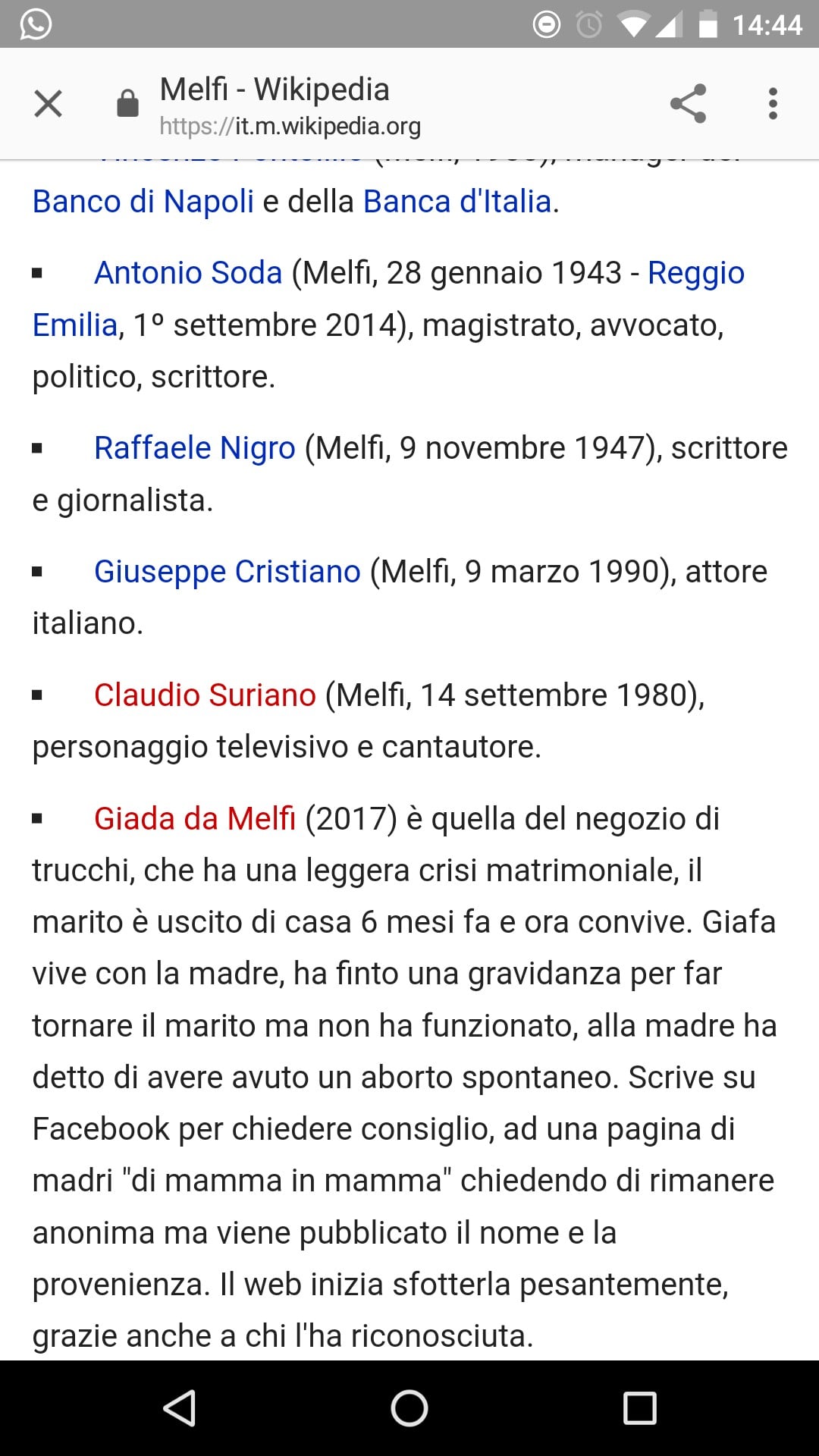 I TEMIBILI AVVERSARI DELLA PAGINA: IL CASO DI GIADA DA MELFI