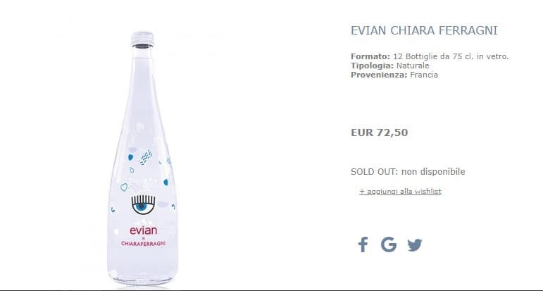 ACQUA EVIAN "CHIARA FERRAGNI" - LA PRECISAZIONE