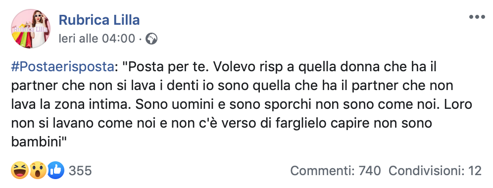 Rubrica Disagio - Gli uomini si lavano?